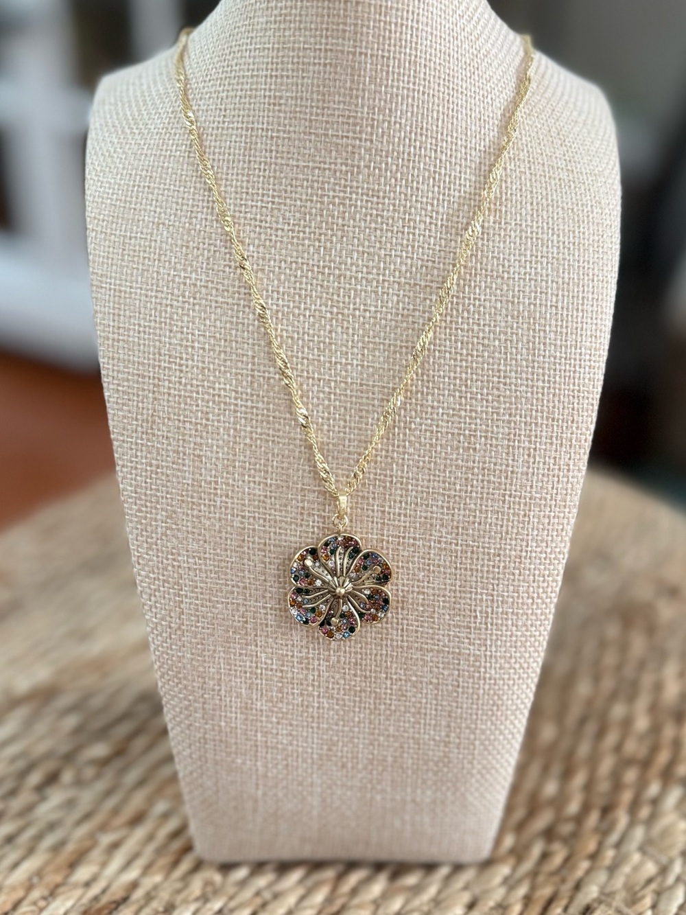 Upcycled Gucci Pave Flower Necklace